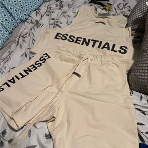 Essentials Cream Tank and Shorts Set